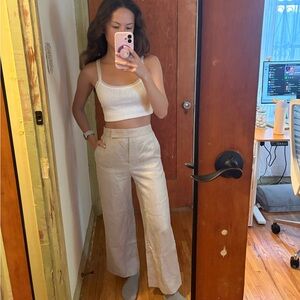 Des Pres Vintage 100% Linen Trousers Size XS Beige